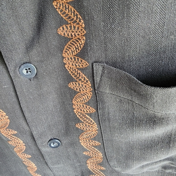 Caribbean Black and Brown Casual Button Down Shirt - Picture 4 of 5